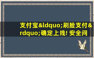 支付宝“刷脸支付”确定上线! 安全问题不用担心